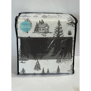 Beekman Home Christmas Tree Cabin Turkish Flannel Sheet Set QUEEN